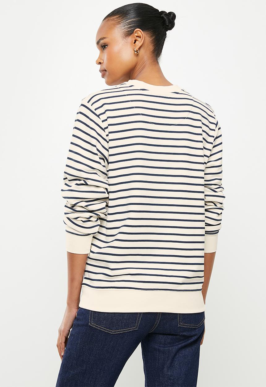 POLO - Wmn stripe sweater - navy & white 