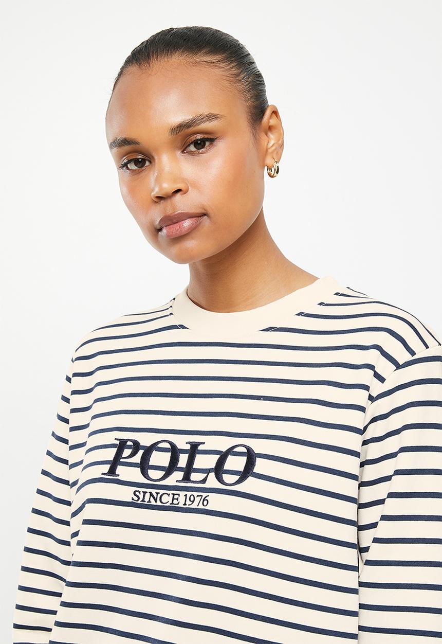 POLO - Wmn stripe sweater - navy & white 