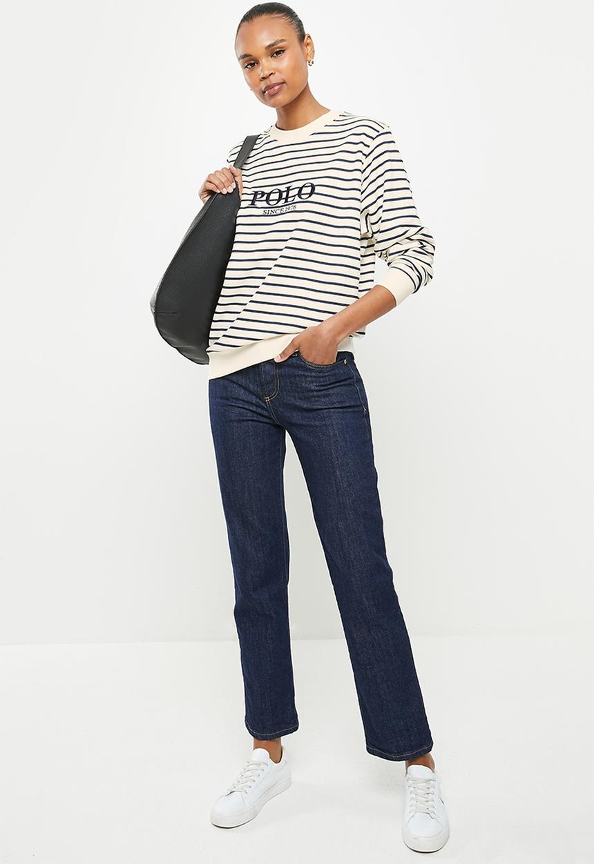 POLO - Wmn stripe sweater - navy & white 