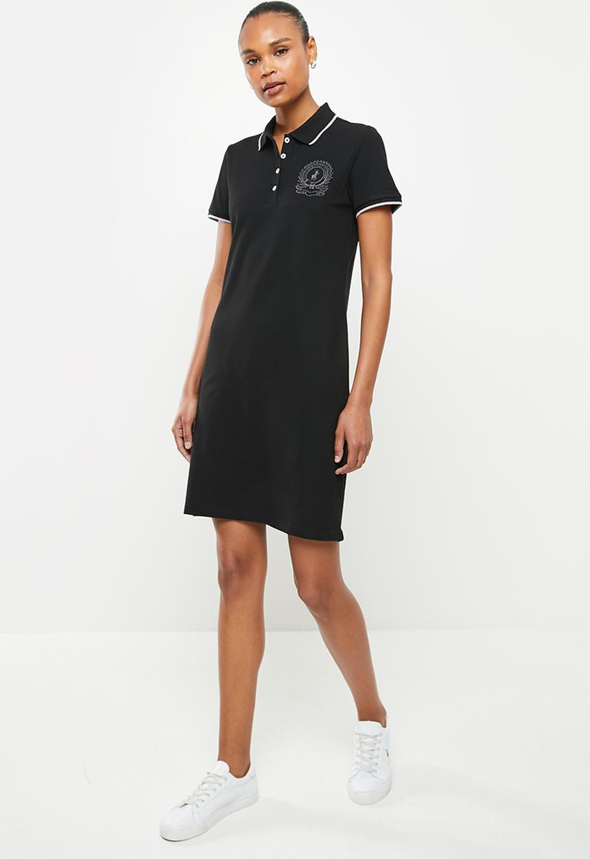 POLO - Wmn short sleeve nailhead golfer dress - black