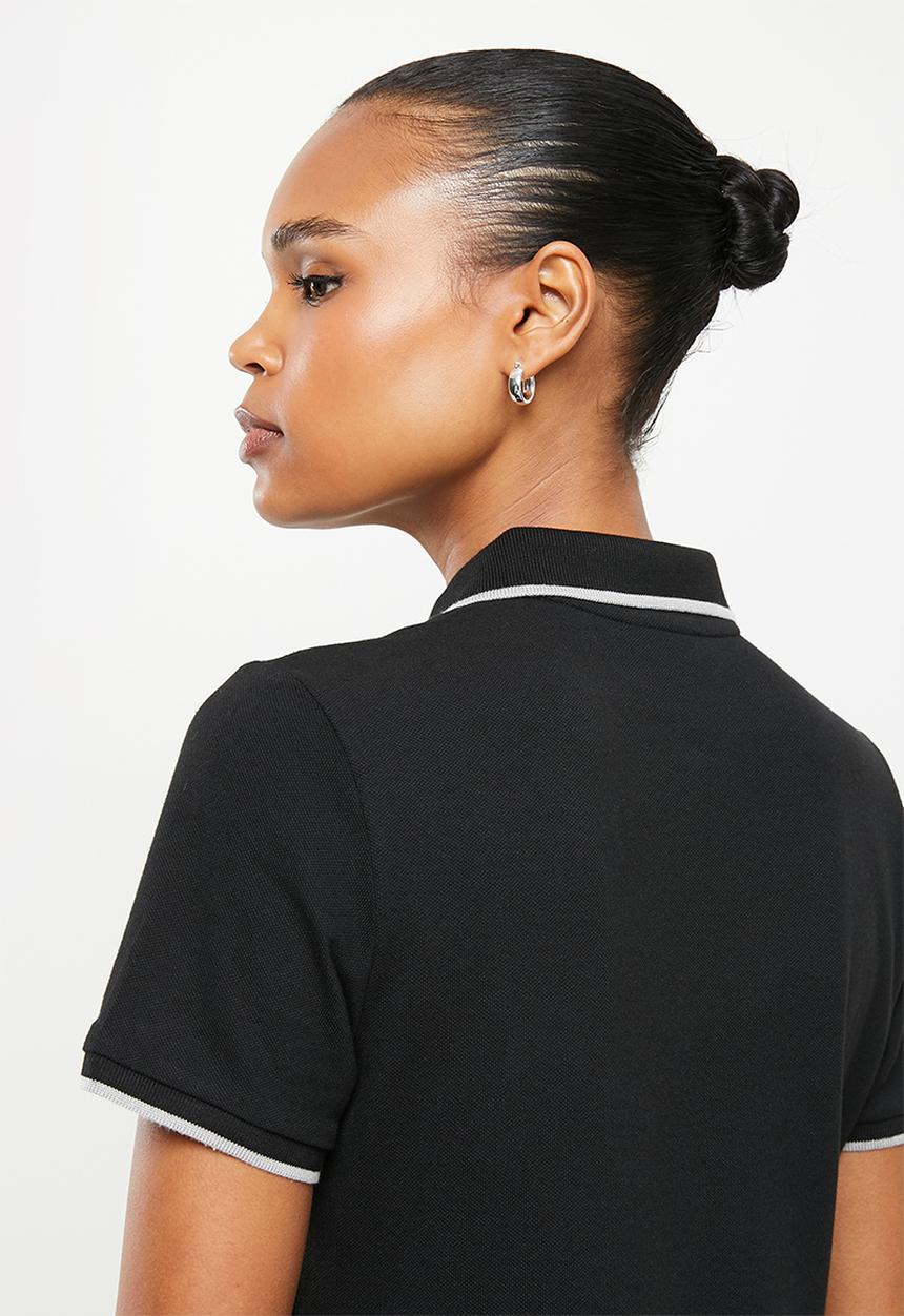 POLO - Wmn short sleeve nailhead golfer dress - black