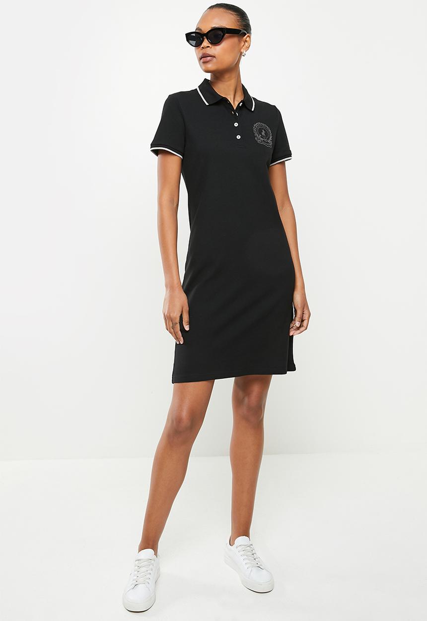POLO - Wmn short sleeve nailhead golfer dress - black