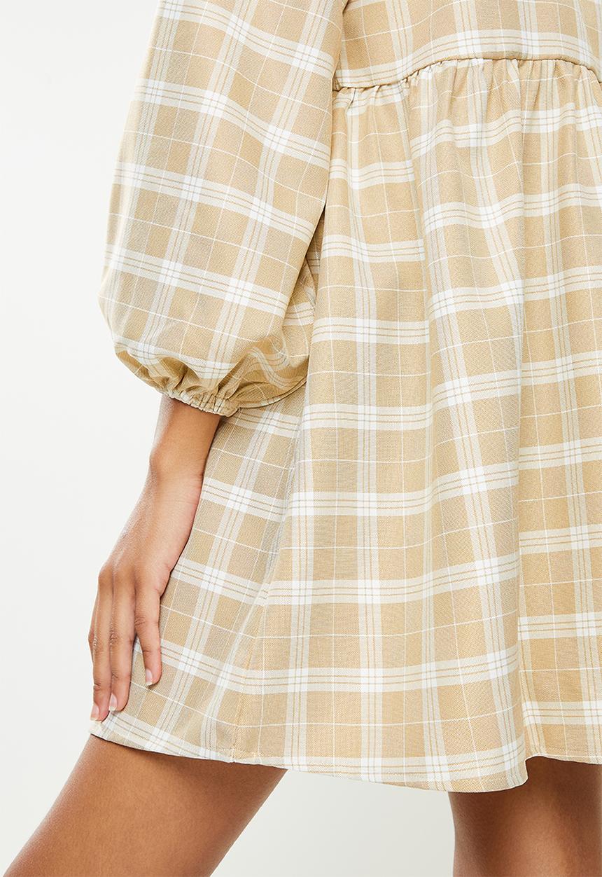 Glamorous - Babydoll dress - beige & white 