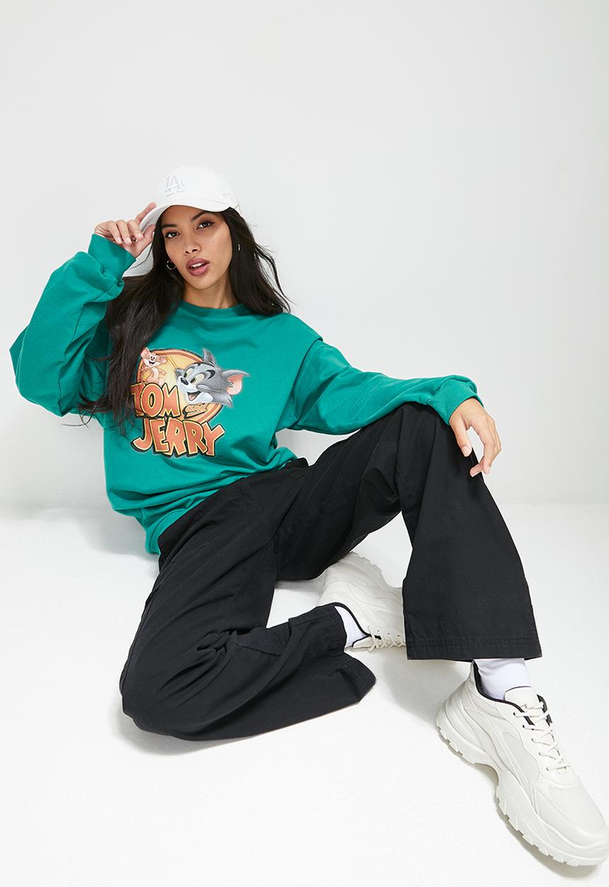 Blake - Graphic oversized crew sweat - teal