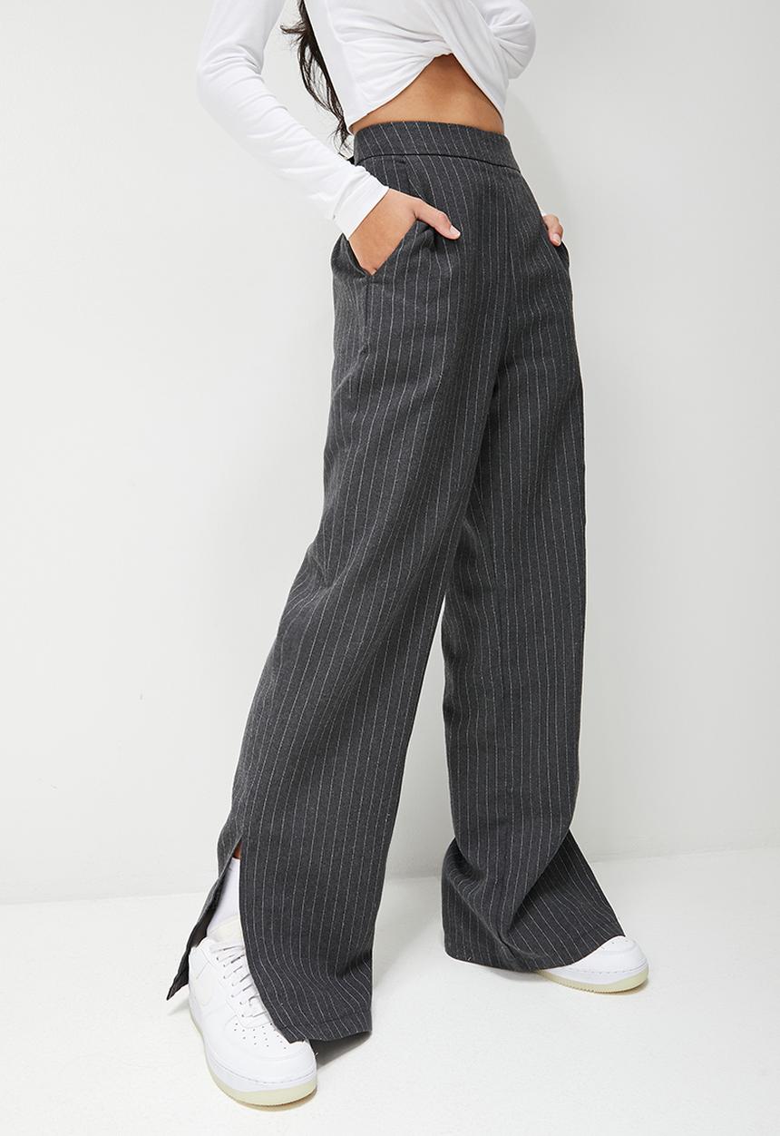 Blake - Stripe wide leg trouser - charcoal