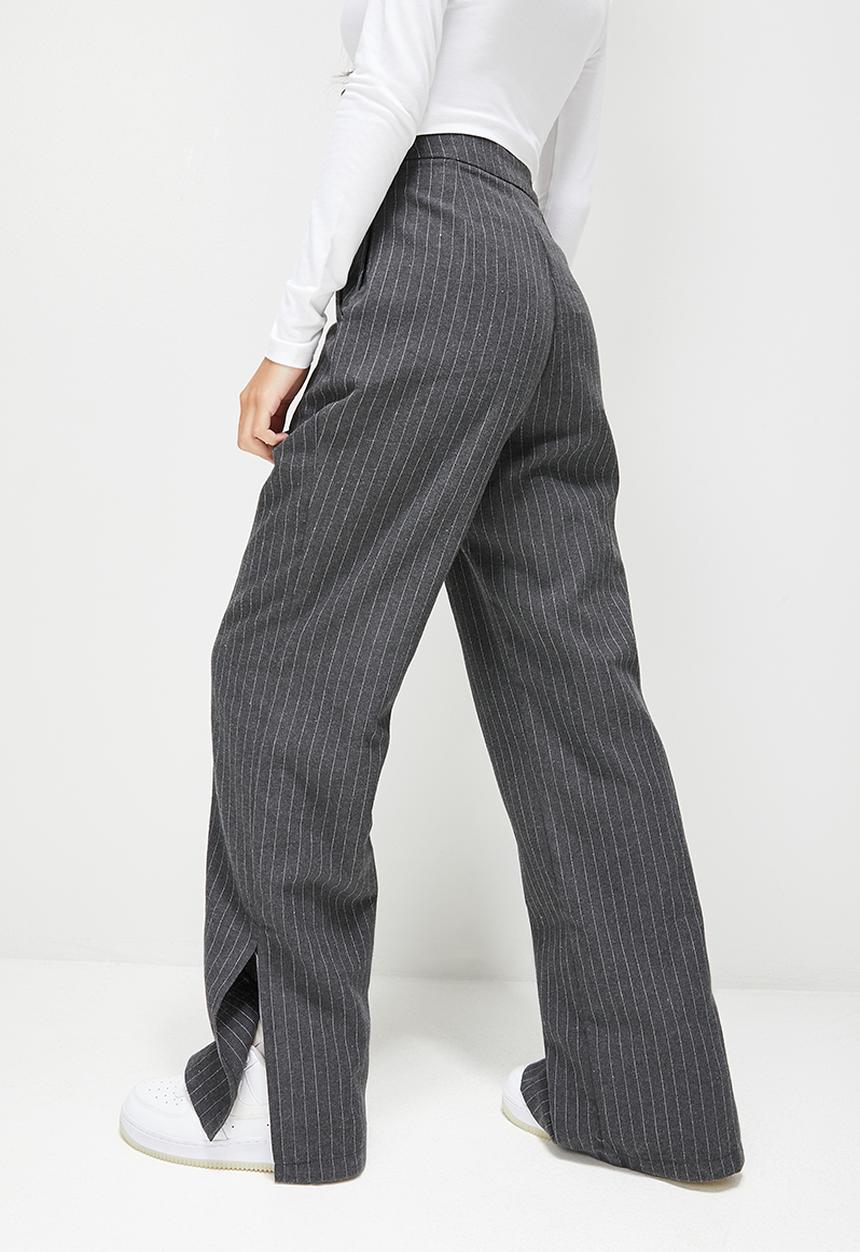 Blake - Stripe wide leg trouser - charcoal