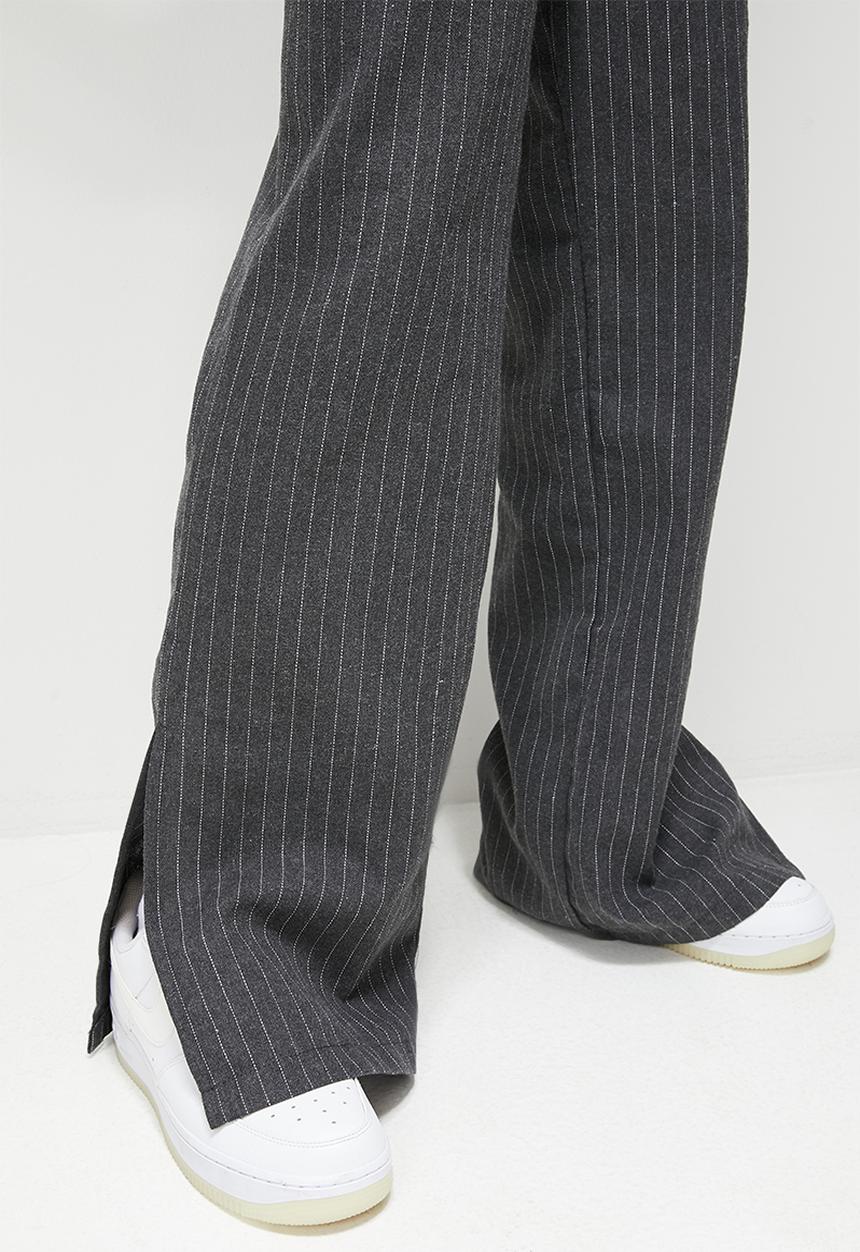 Blake - Stripe wide leg trouser - charcoal