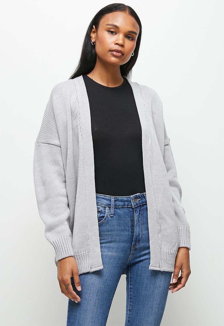 edit - Drop shoulder cardigan - grey melange