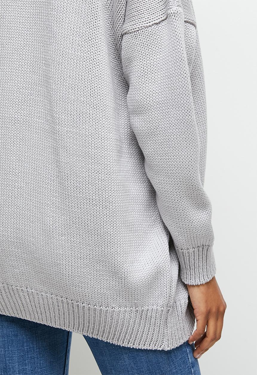edit - Drop shoulder cardigan - grey melange