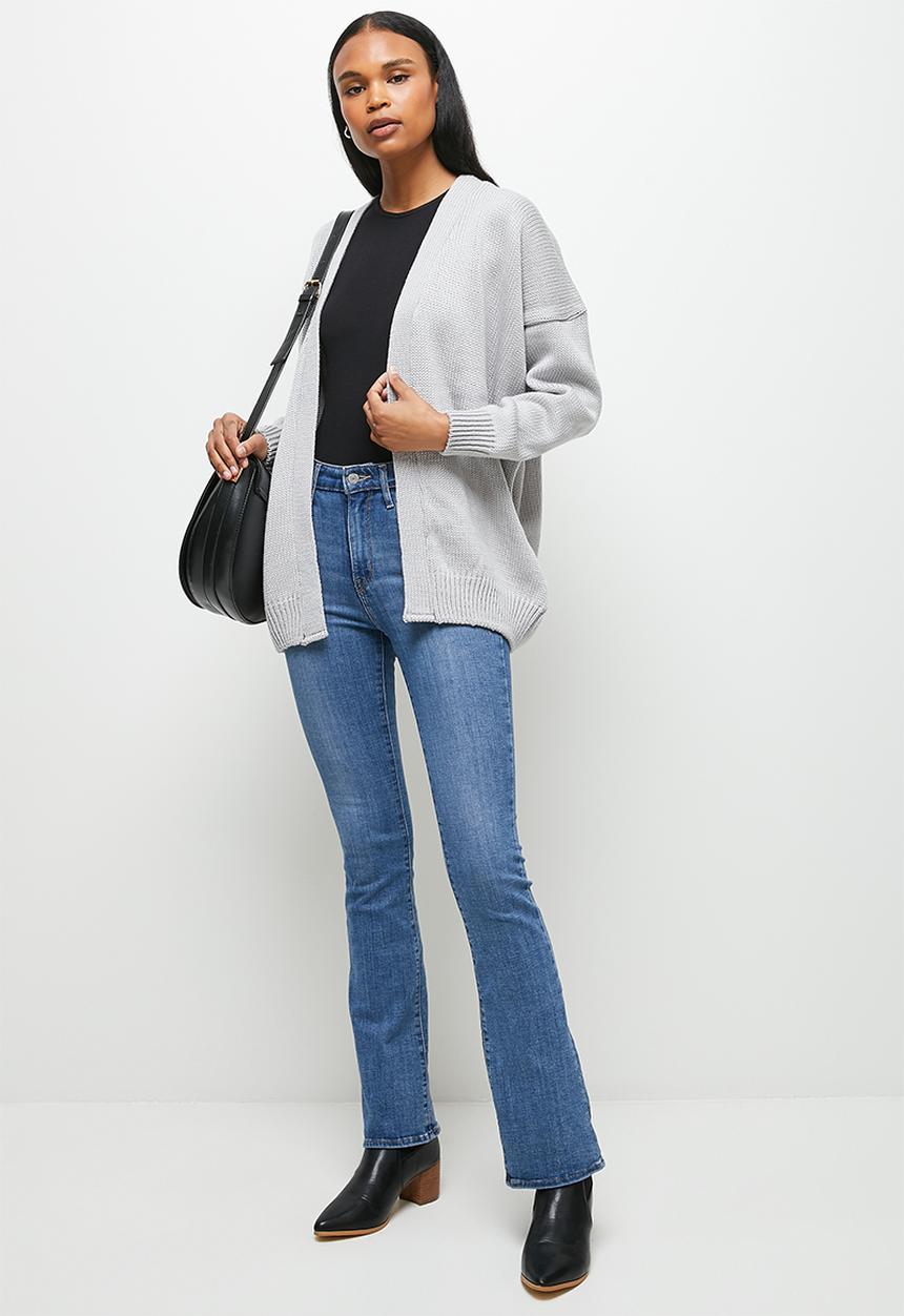 edit - Drop shoulder cardigan - grey melange