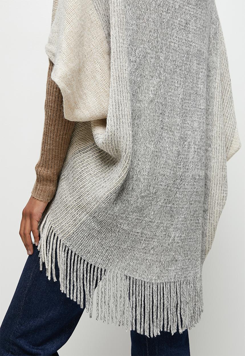 edit - Fringed poncho - stone
