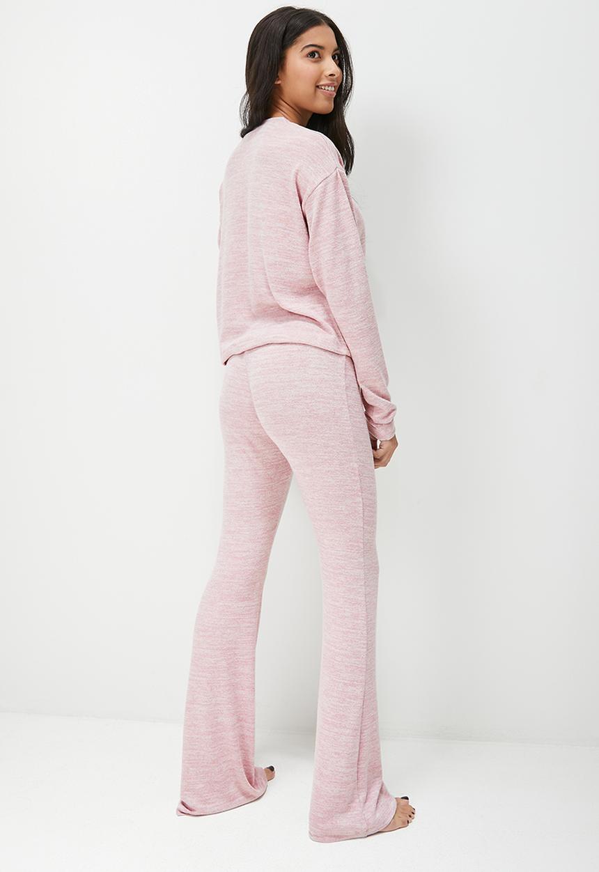 Blake - Soft touch knit long/kickflare sleep set - ash rose