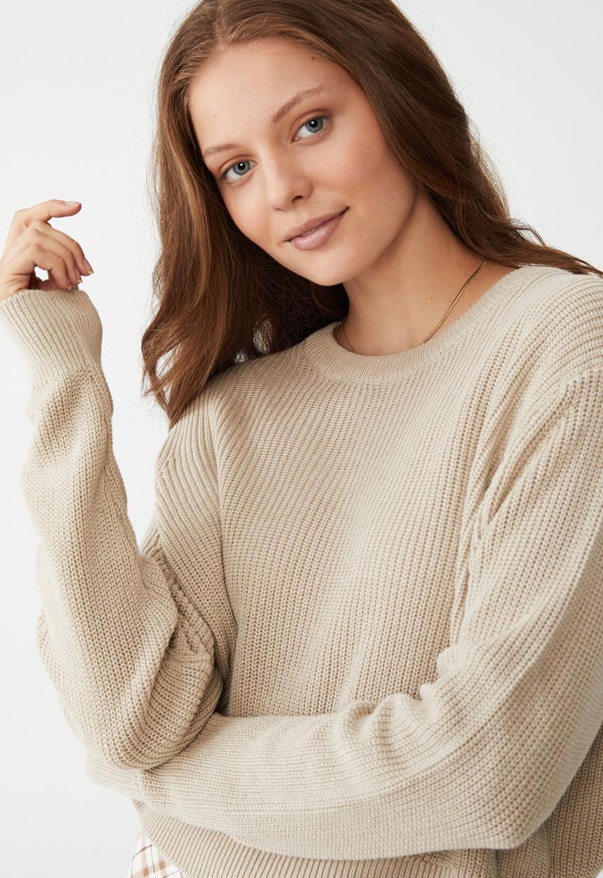 Cotton On - Everyday crop pullover - washed sand