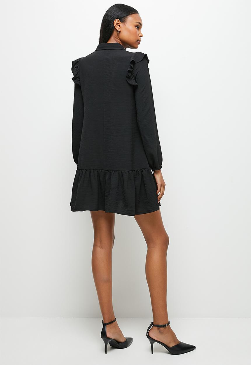 MILLA - Button down mini dress - black