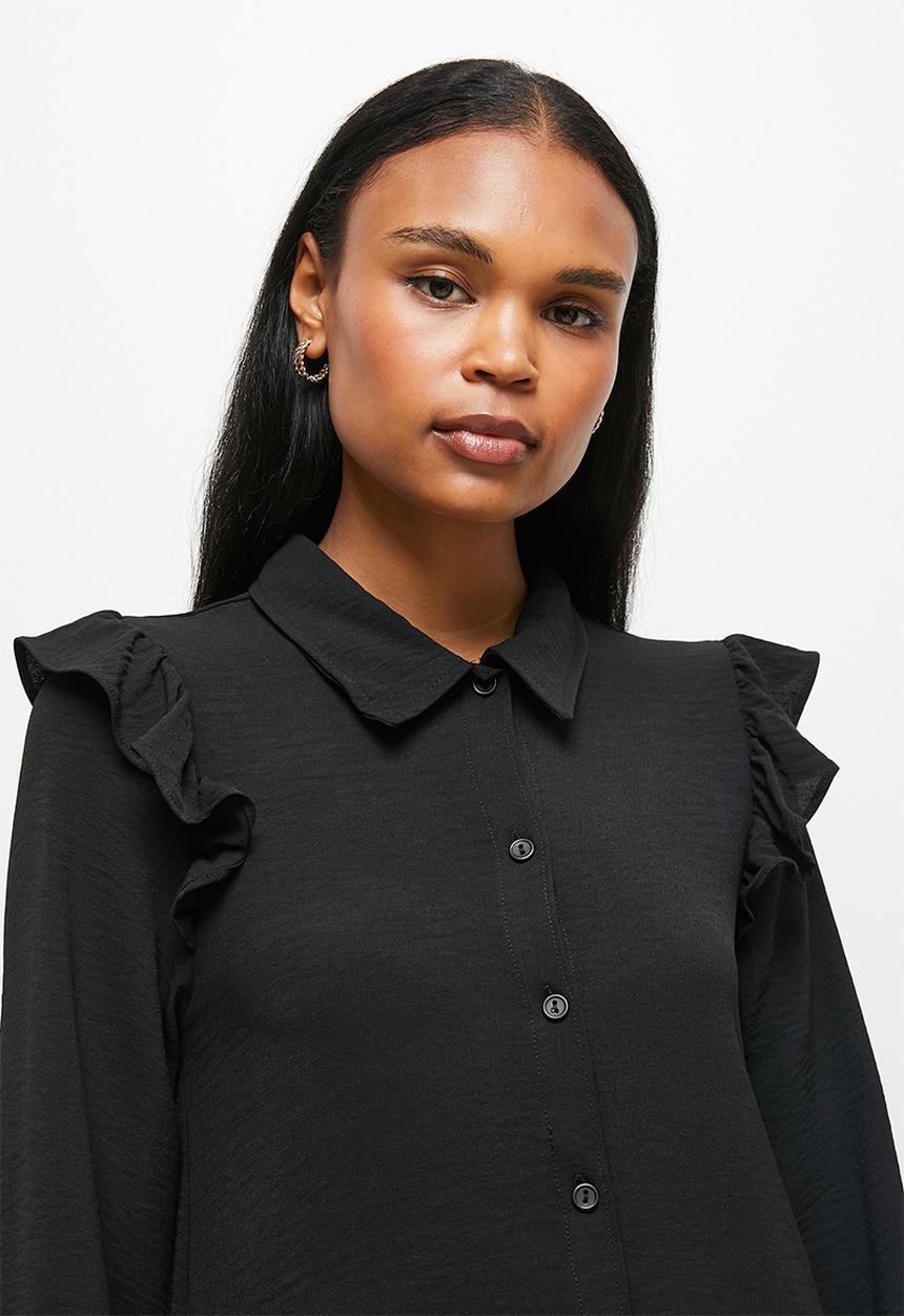MILLA - Button down mini dress - black