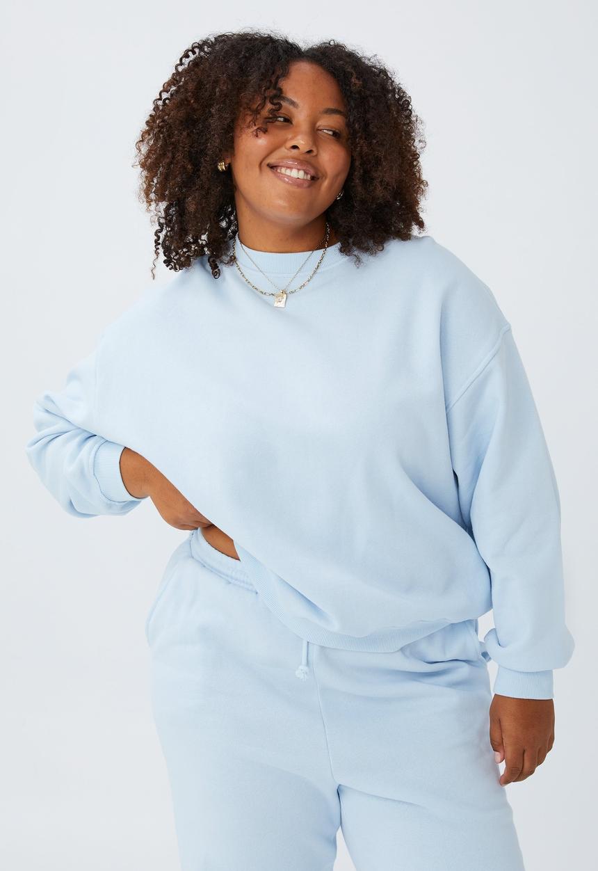 Cotton On - Curve classic crew sweatshirt - soft icy blue