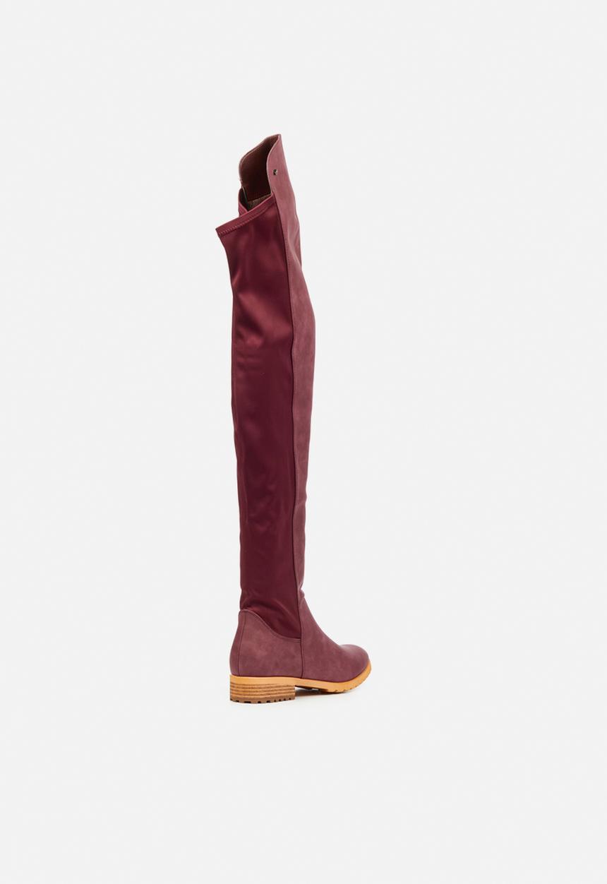 Miss Black - Krabi1 over the knee boot - burgundy