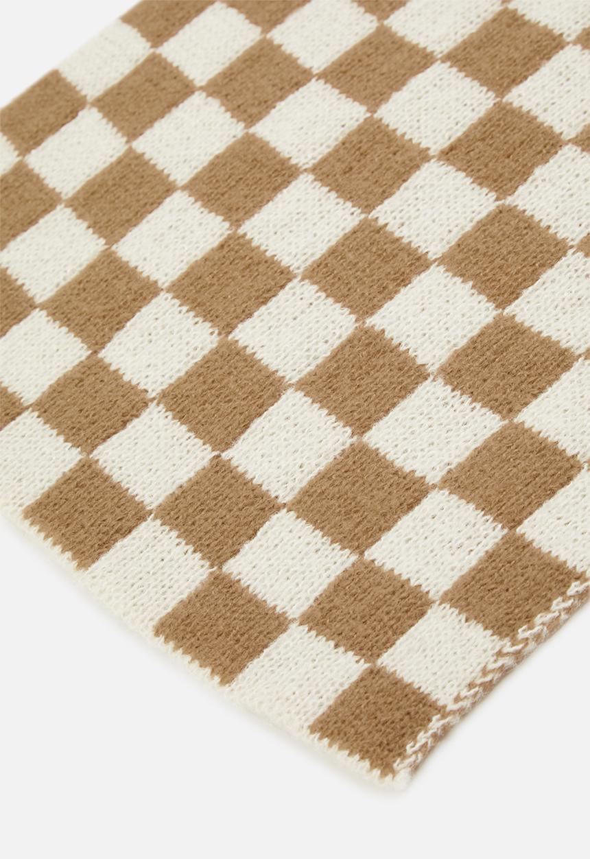 edit - Plaid printed scarf - cream & brown