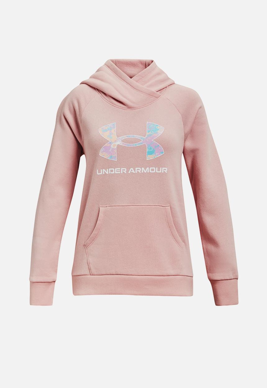 Under Armour - Rival logo hoodie - retro pink & cloudless sky