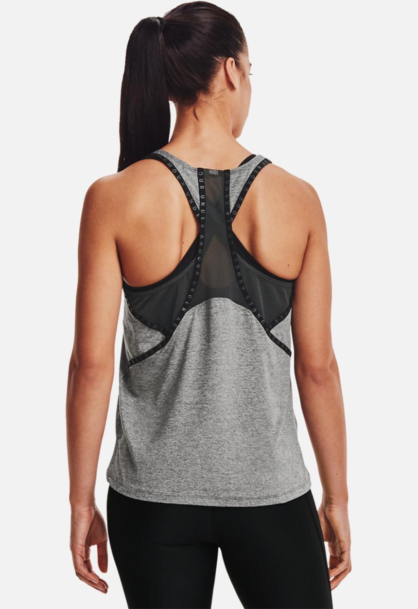 Under Armour - Knockout mesh back tank - jet grey & light heather