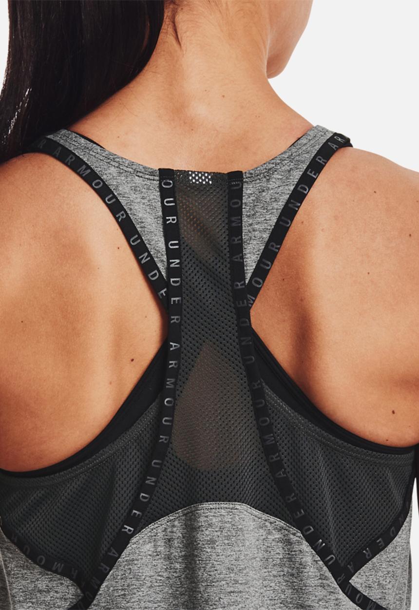 Under Armour - Knockout mesh back tank - jet grey & light heather