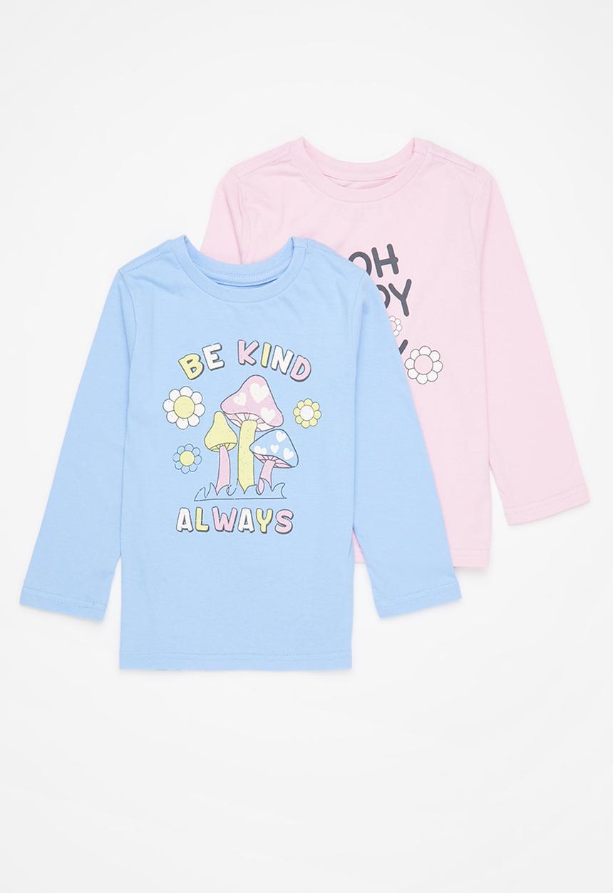Pop Candy - 2 pack printed tee - blue & pink