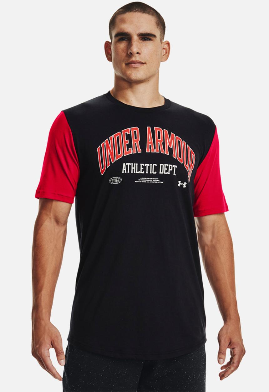 Under Armour - UA Athletic Department Colorblock SS Tee - Black/Red