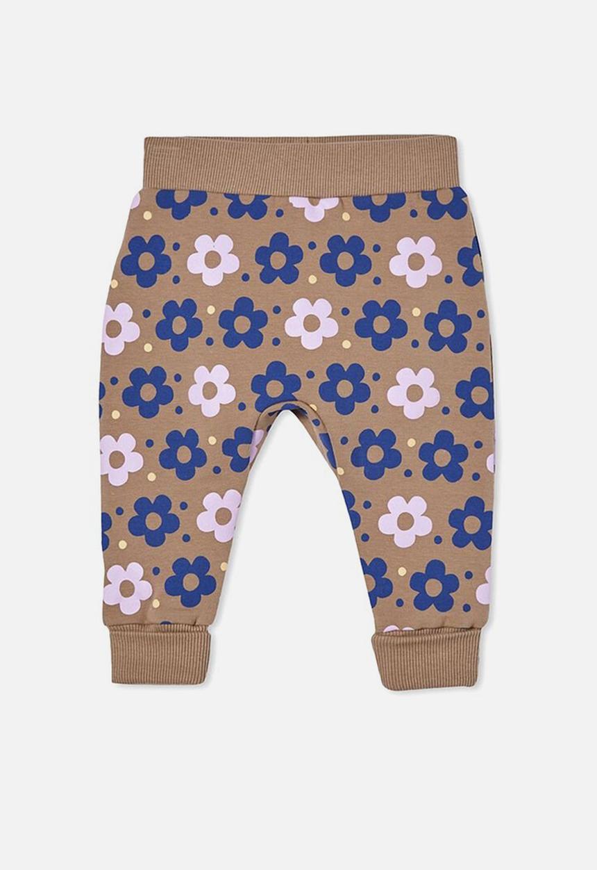 Cotton On - Peta trackpant - taupy brown/bruny daisy spot