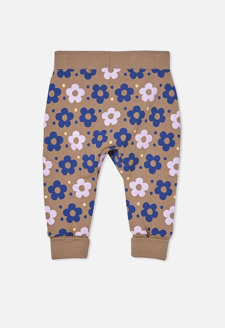 Cotton On - Peta trackpant - taupy brown/bruny daisy spot