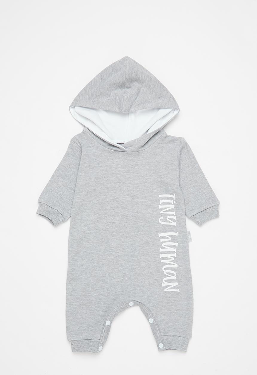 Little Lumps - Hooded babygrow tiny human - grey