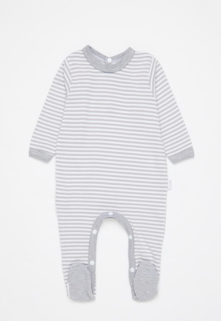 Little Lumps - Stripey babygro - grey & white 