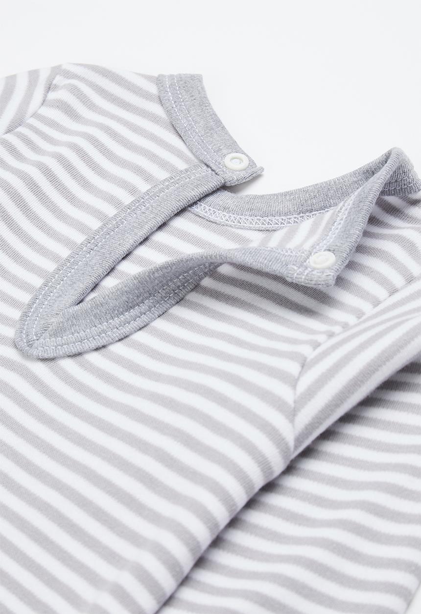 Little Lumps - Stripey babygro - grey & white 