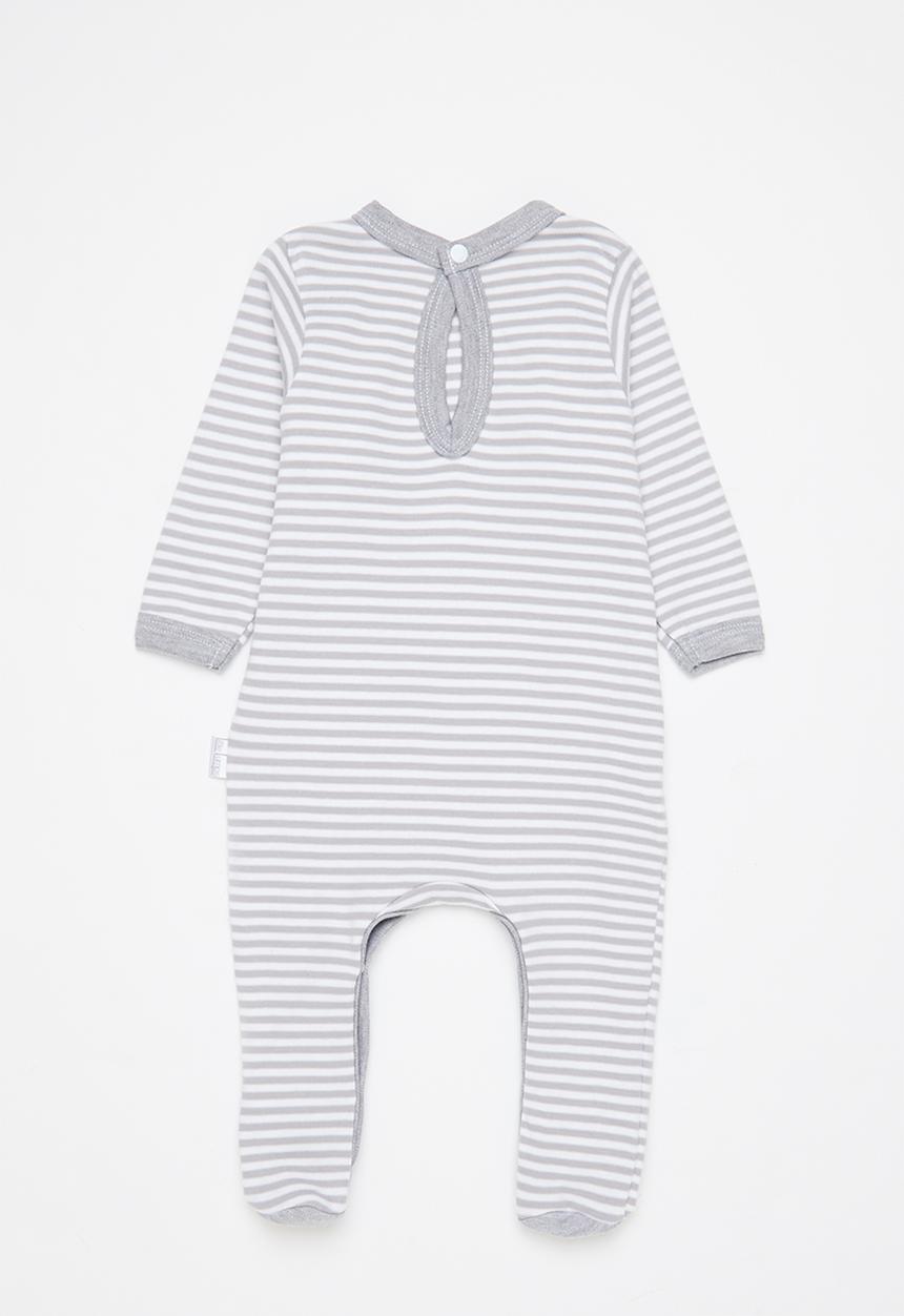 Little Lumps - Stripey babygro - grey & white 