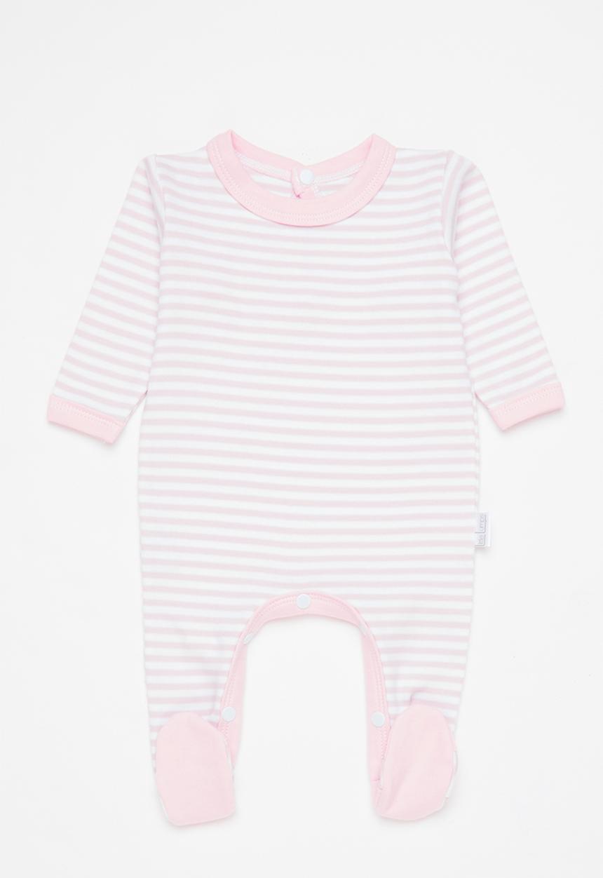 Little Lumps - Stripey babygro - pink & white 