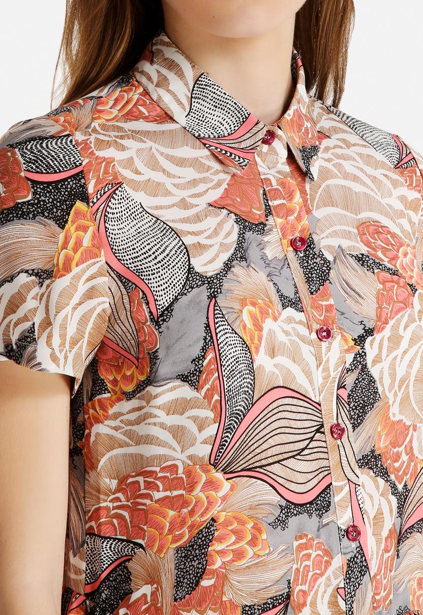 Dahlia - Abstract Print Peplum Blouse