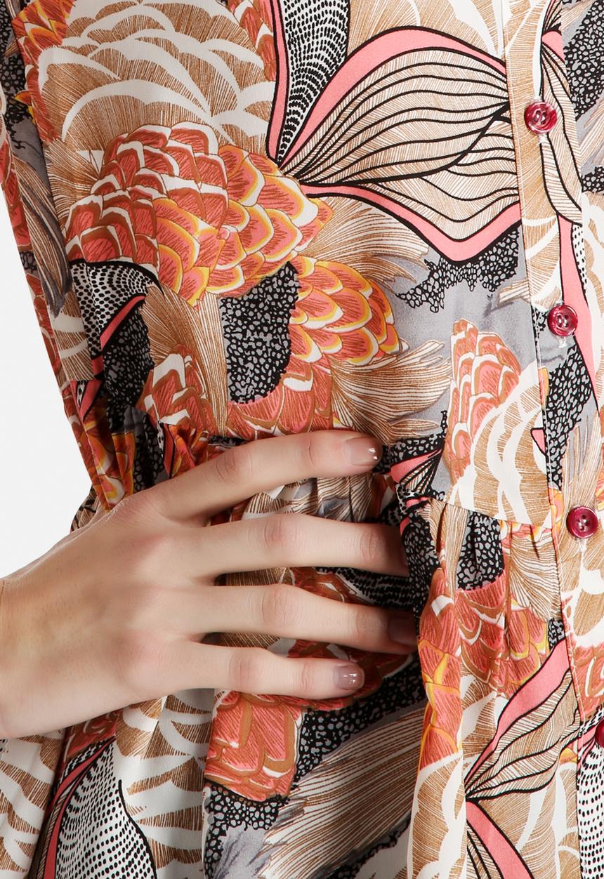 Dahlia - Abstract Print Peplum Blouse