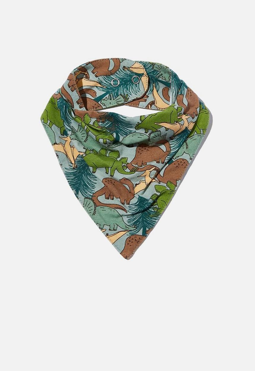 Cotton On - The bandana bib - stone green & dino forest