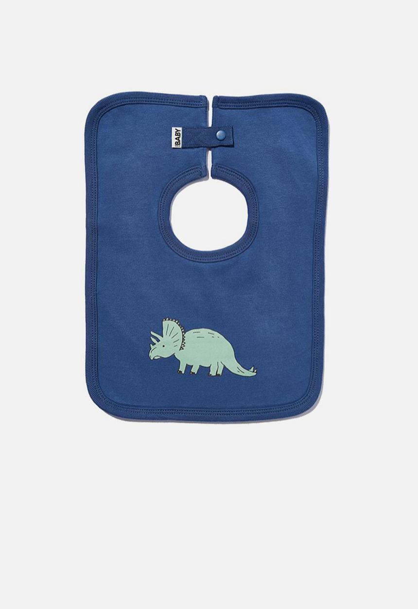 Cotton On - The square bib - petty blue/tri dino