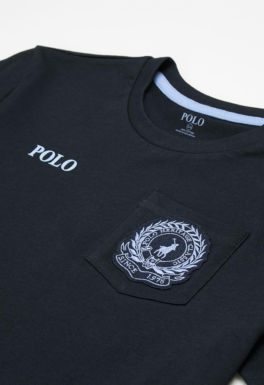 POLO - Boys crested pocket short sleeve tee - navy