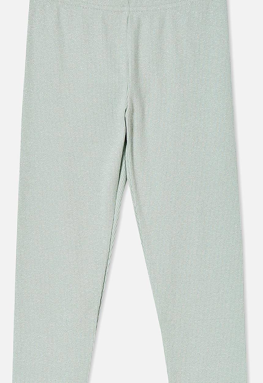 Cotton On - Huggie tights - stone green & sparkle rib