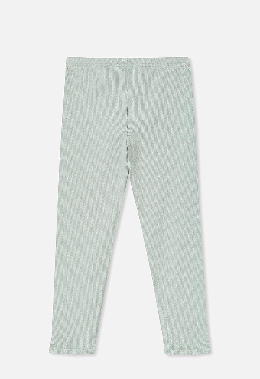 Cotton On - Huggie tights - stone green & sparkle rib