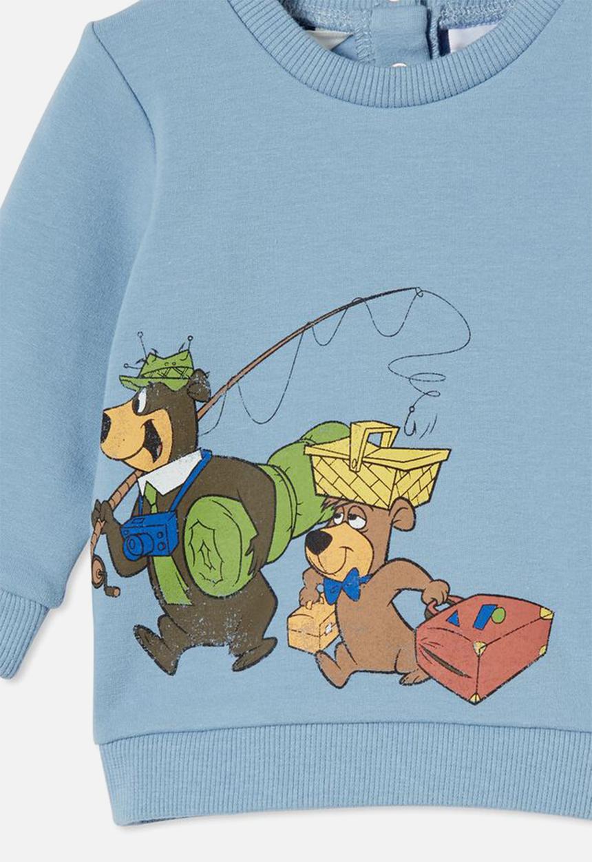 Cotton On - Bobbi sweater lcn - lcn wb dusty blue/yogi bear camping