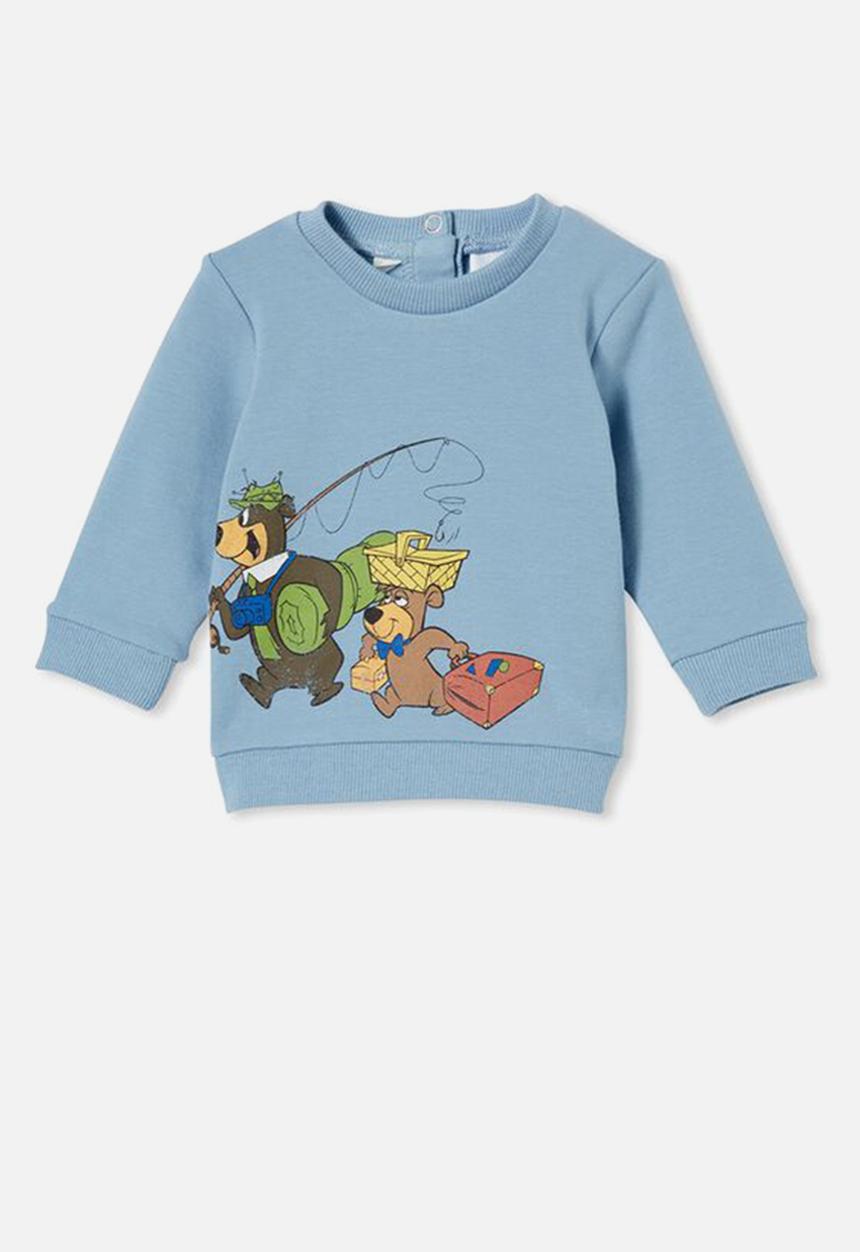 Cotton On - Bobbi sweater lcn - lcn wb dusty blue/yogi bear camping