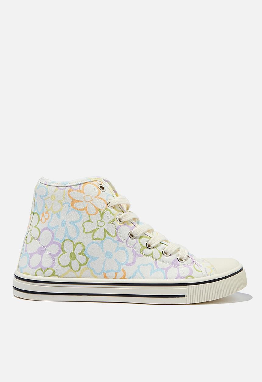 Cotton On - Harlow high top - ecru garden floral