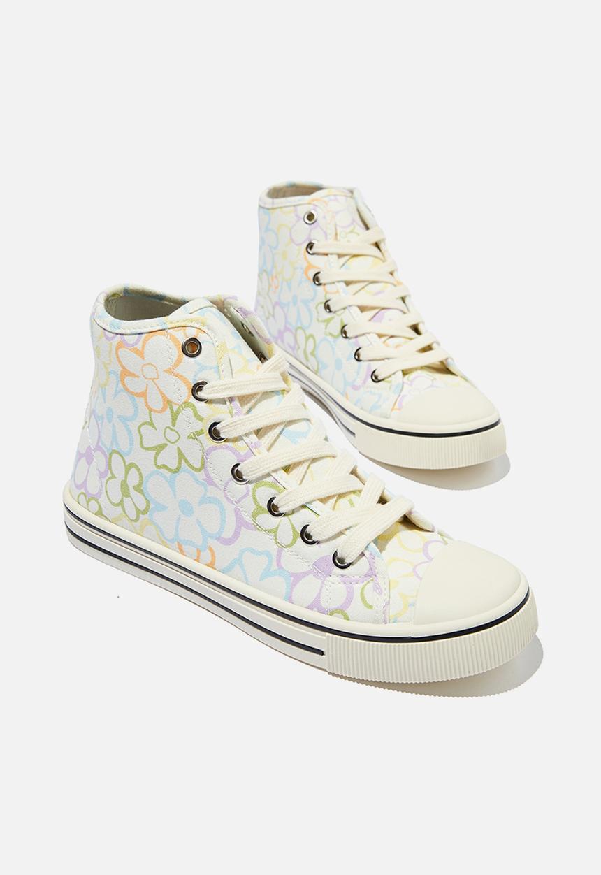 Cotton On - Harlow high top - ecru garden floral