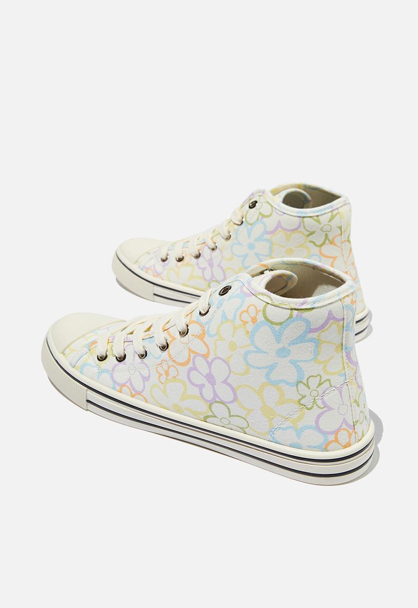 Cotton On - Harlow high top - ecru garden floral