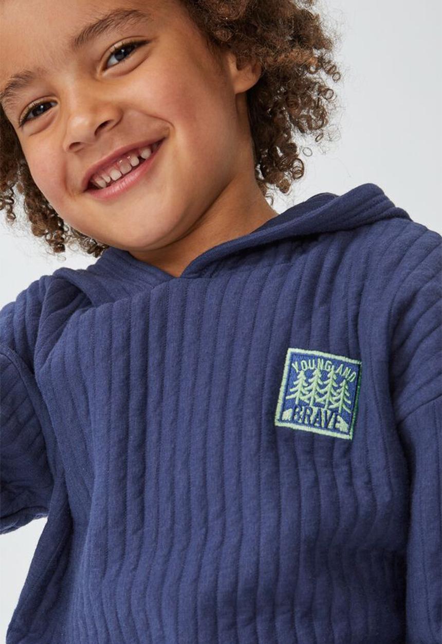Cotton On - Kyle drop shoulder hoodie - indigo rib badge