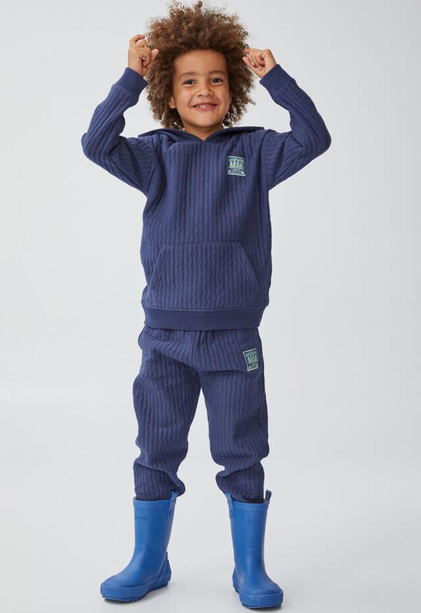 Cotton On - Kyle drop shoulder hoodie - indigo rib badge