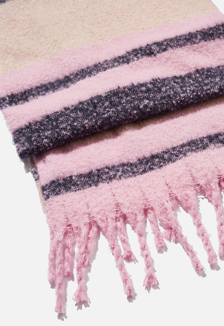 Rubi - Phoebe brushed tassel scarf - lavender irregular stripe