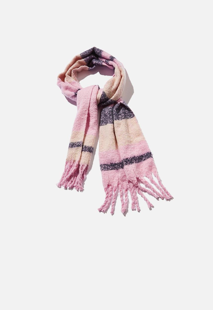 Rubi - Phoebe brushed tassel scarf - lavender irregular stripe